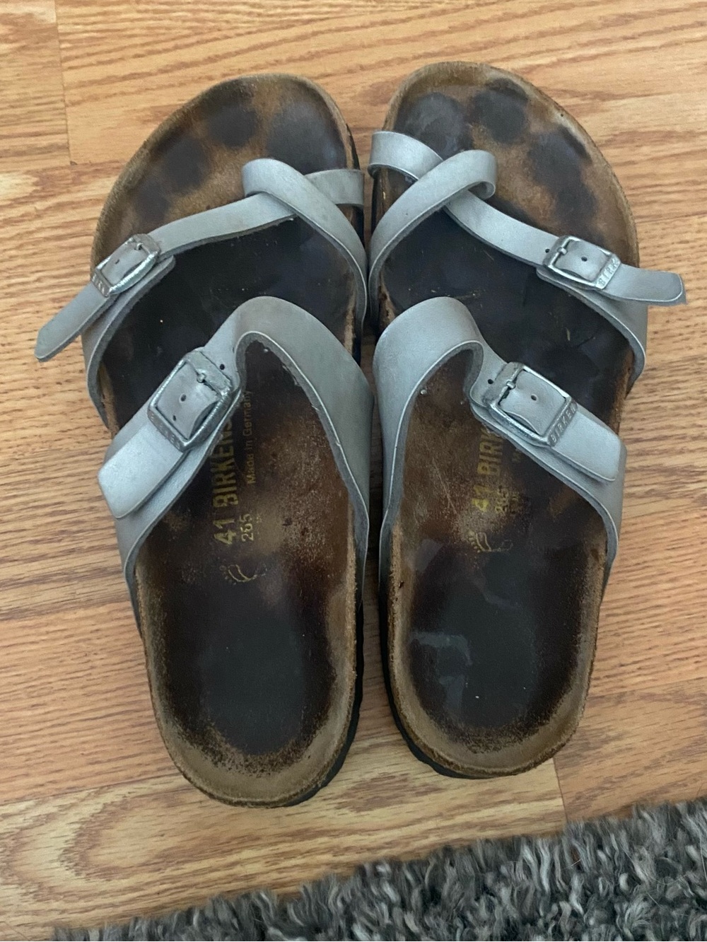 Birkenstock Silver Crisscross Two-Strap Sandals